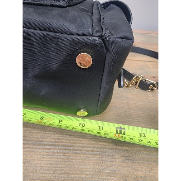 Michael Kors Leila Flap Medium Nylon Backpack Bag Gold Studs - Picture 7 of 11